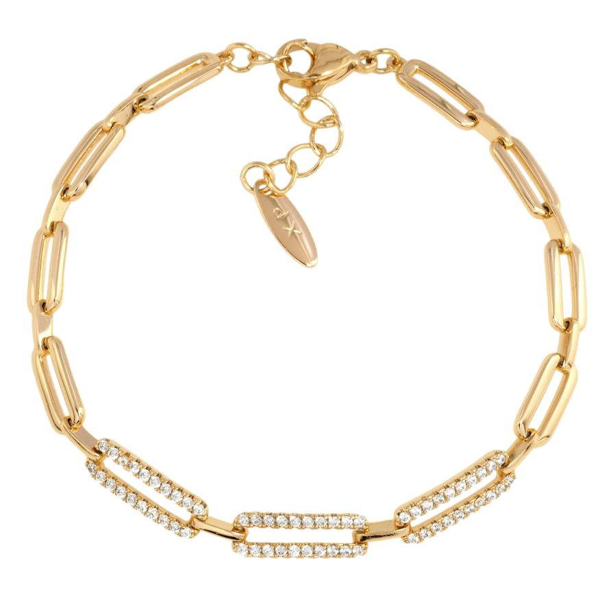 Браслет Xuping Позолота 18K Цепочка с инкрустацией цирконием размер с доп.цепочкой 18.5-21.5см х 5мм фото №1