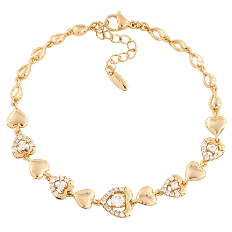 Браслет Xuping Позолота 18K Сердечки с цирконием размер с доп.цепочкой 18.5-22см х 4мм фото №3