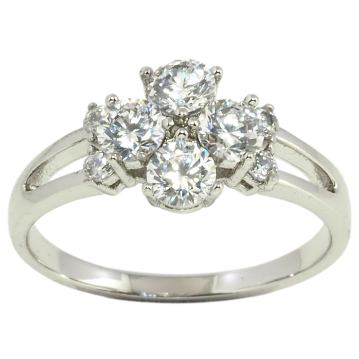 Каблучка Xuping Родій Квіточка з фіанітів фото №5 Каблучка Xuping Родій Квіточка з фіанітів фото №5