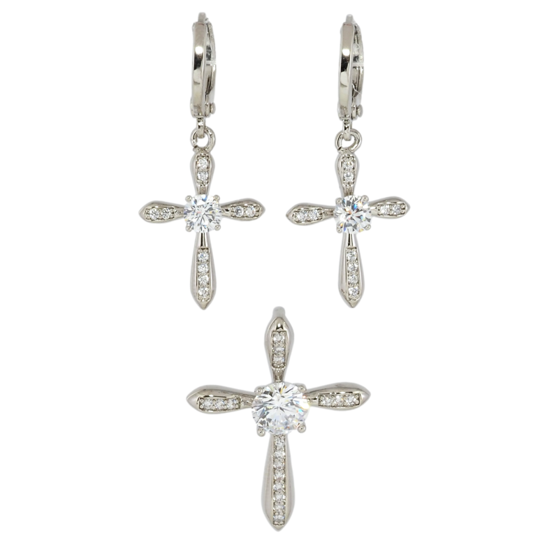Набор Xuping Родий Серьги Кулон Крестики фото №1 Набор Xuping Родий Серьги Кулон Крестики фото №1