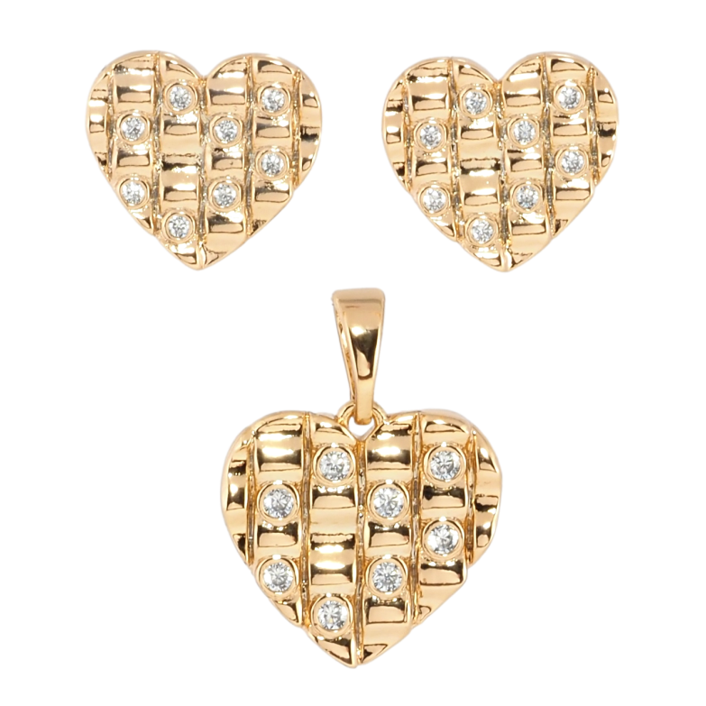 Набір Xuping Позолота 18K Сережки Кулон Сердечки з цирконієм фото №1