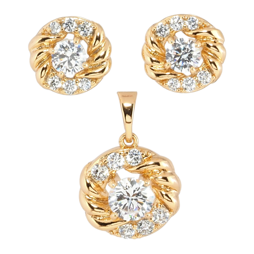 Набір Xuping Позолота 18K Сережки Кулон Квіточки з цирконієм фото №1