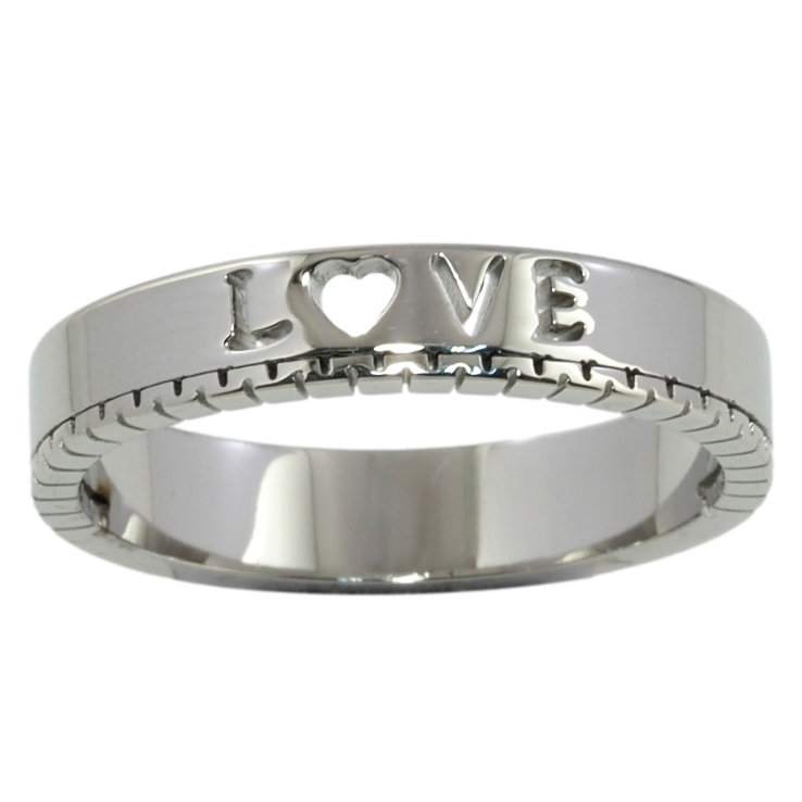 Кольцо Xuping TTM Stainless Steel Цвет Родий Love, шир. 4мм фото №21