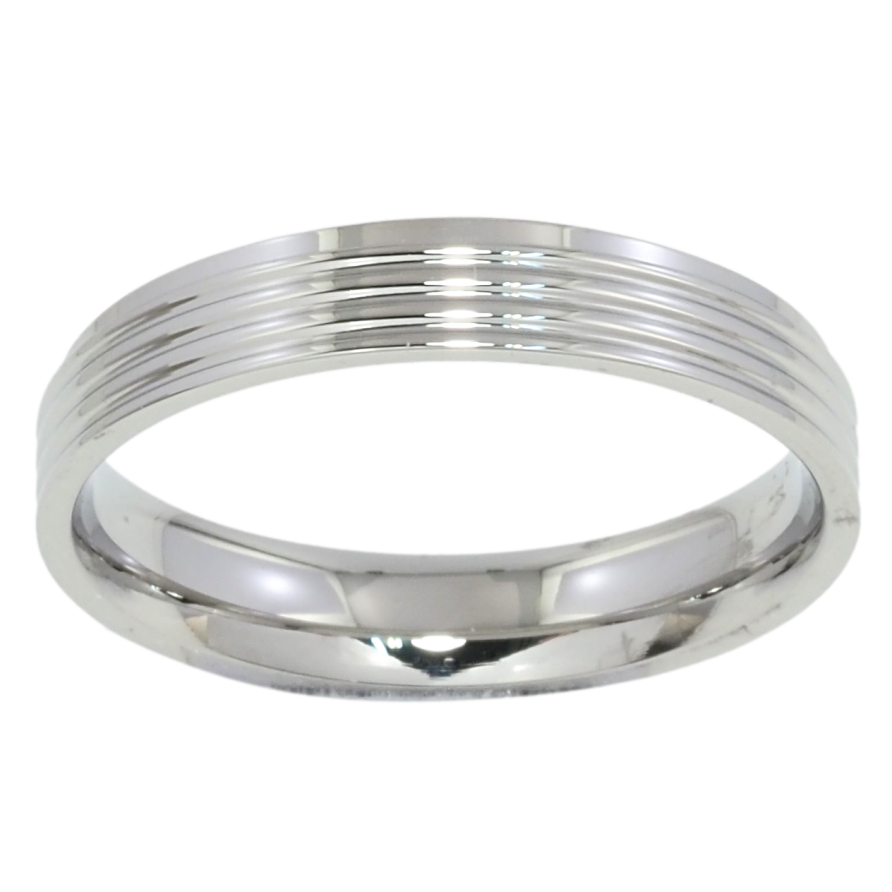 Каблучка Xuping TTM Stainless Steel Колір Родій Смугастий візерунок, шир. 4мм фото №1