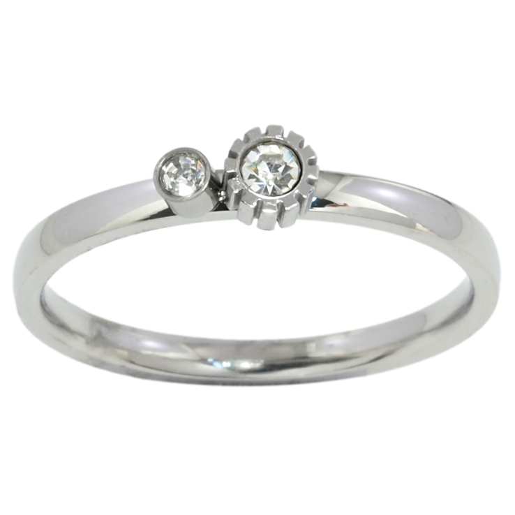 Кольцо Xuping TTM Stainless Steel Цвет Родий Два кристалла фото №11