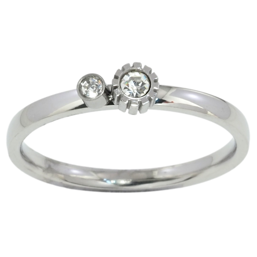 Кольцо Xuping TTM Stainless Steel Цвет Родий Два кристалла фото №1