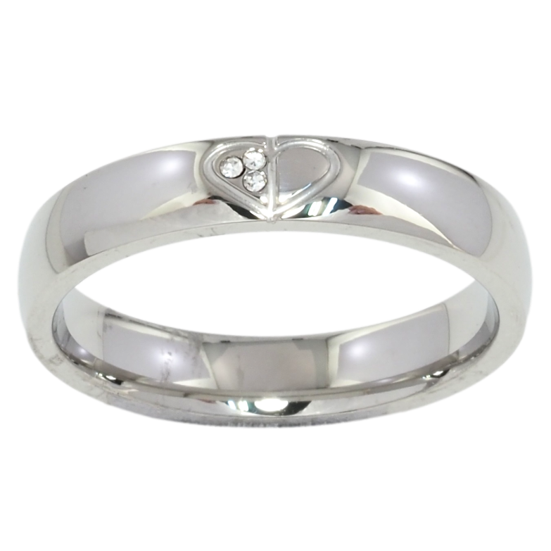 Кольцо Xuping TTM Stainless Steel Цвет Родий Сердечко, шир. 4мм фото №1