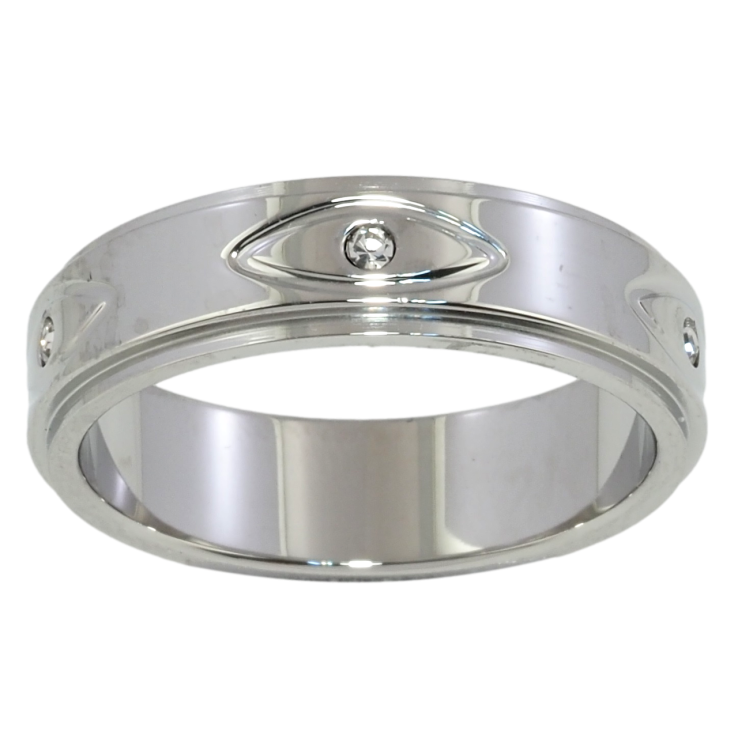 Кольцо Xuping TTM Stainless Steel Цвет Родий Узор с кристаллом, шир. 5.5мм фото №6