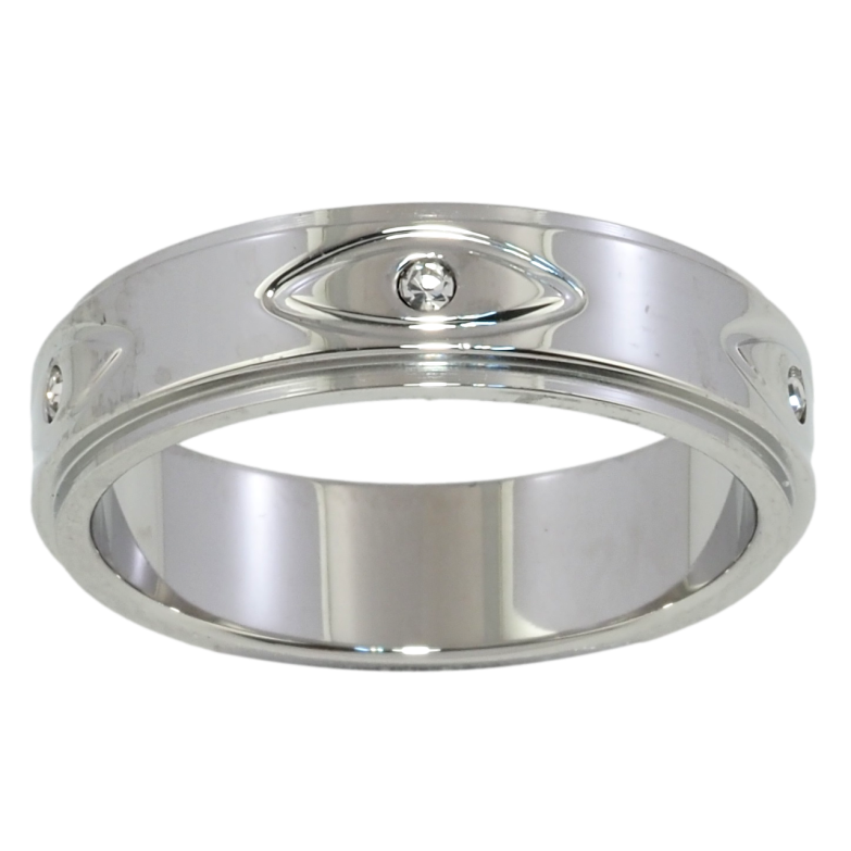 Кольцо Xuping TTM Stainless Steel Цвет Родий Узор с кристаллом, шир. 5.5мм фото №2