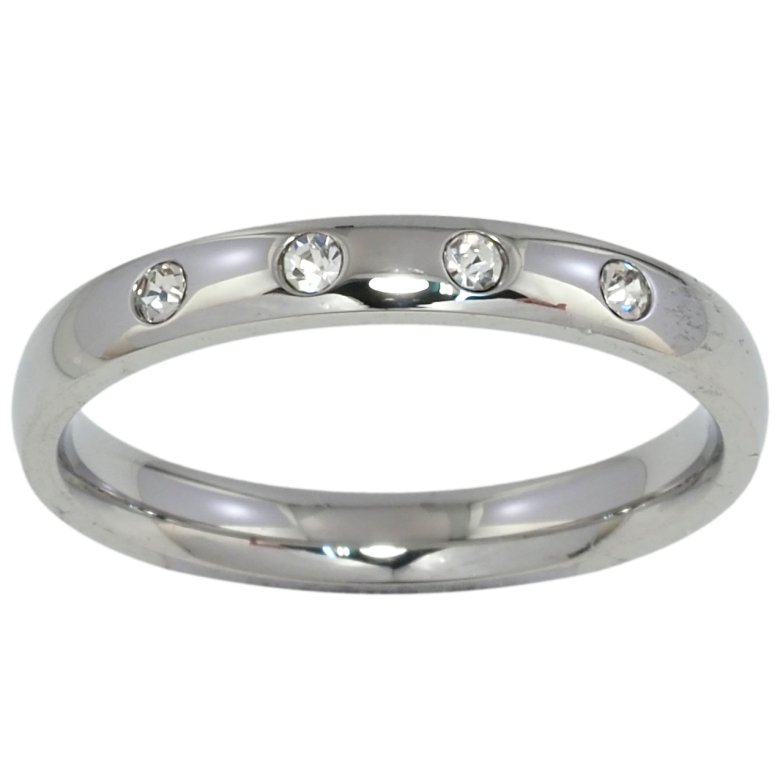 Кольцо Xuping TTM Stainless Steel Цвет Родий Узор с вставками циркония, шир. 3мм фото №1