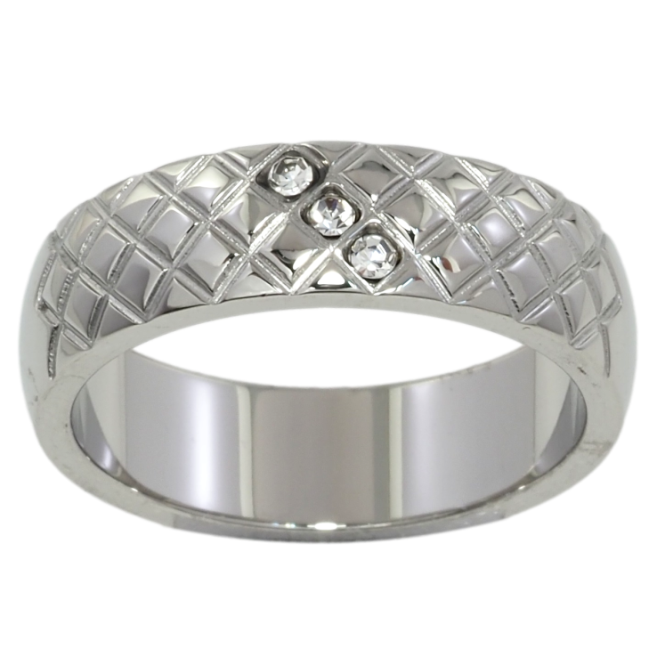 Кольцо Xuping TTM Stainless Steel Цвет Родий Узор с вставками циркония, шир. 6мм фото №10