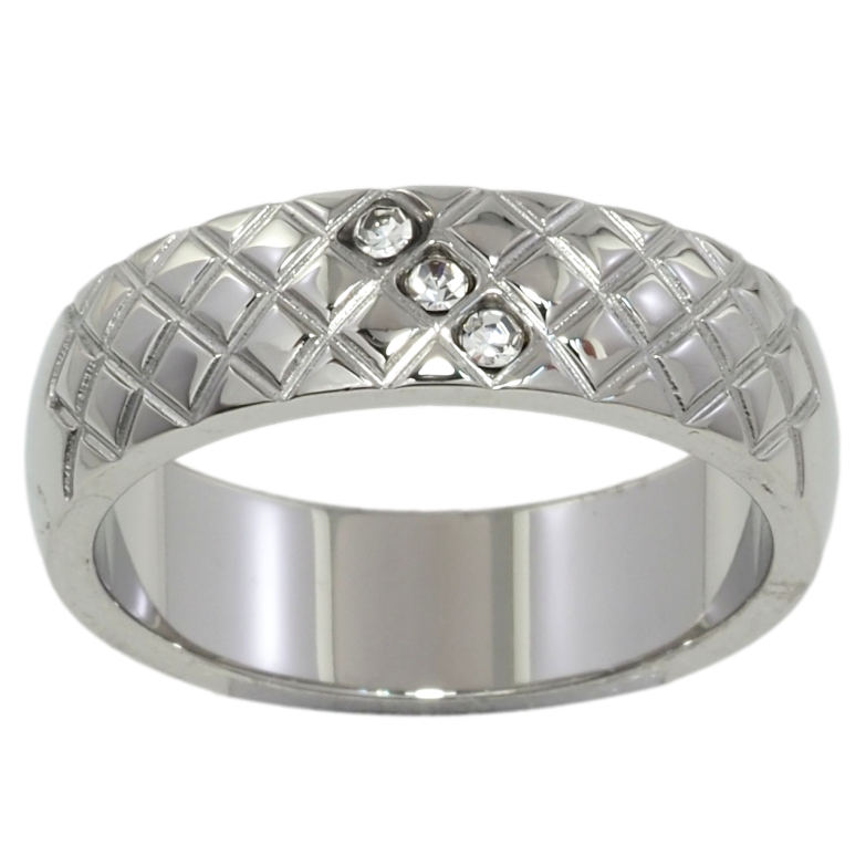 Кольцо Xuping TTM Stainless Steel Цвет Родий Узор с вставками циркония, шир. 6мм фото №1