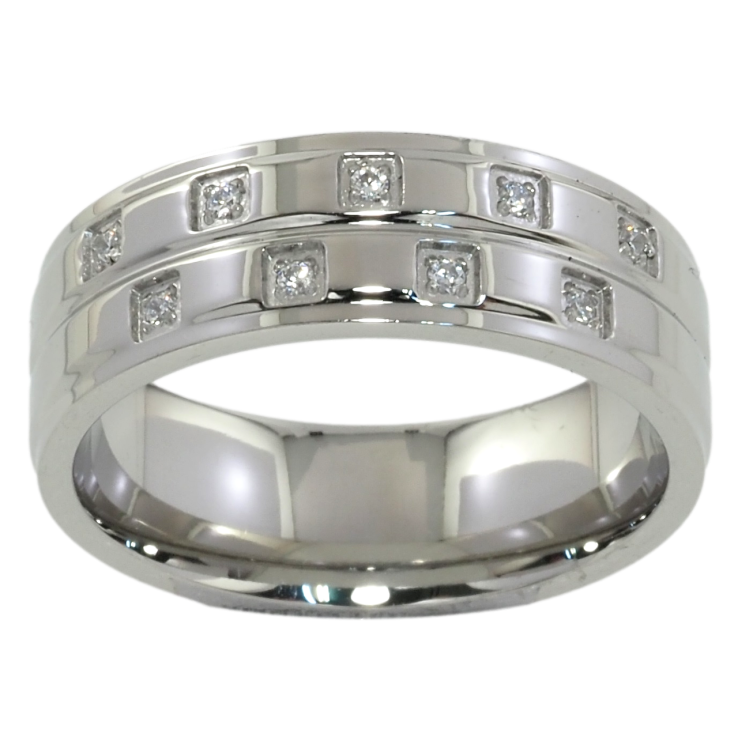 Кольцо Xuping TTM Stainless Steel Цвет Родий Шахматный узор с цирконием, шир. 7мм фото №18