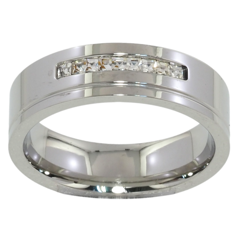 Кольцо Xuping TTM Stainless Steel Цвет Родий Дорожка циркония, шир. 6мм фото №1