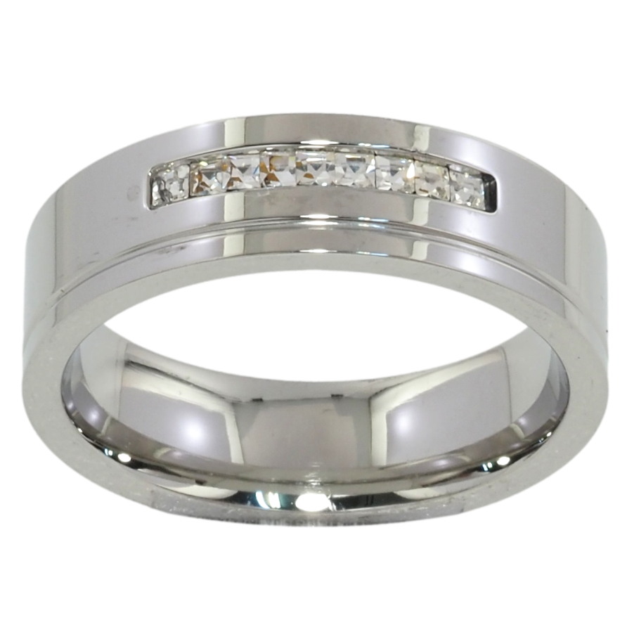 Кольцо Xuping TTM Stainless Steel Цвет Родий Дорожка циркония, шир. 6мм фото №1