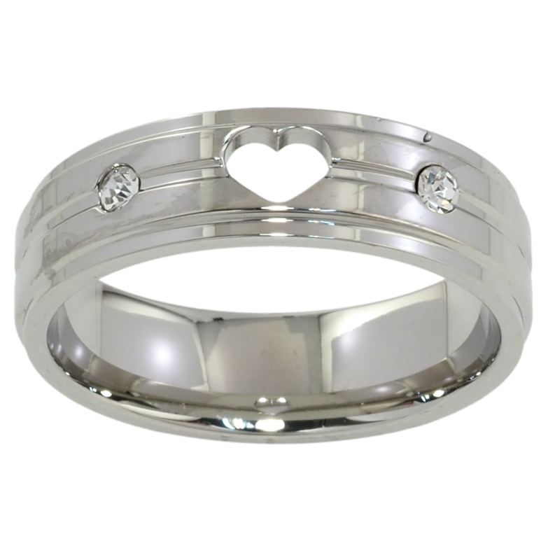 Каблучка Xuping TTM Stainless Steel Колір Родій Візерунок серце, шир. 6мм фото №6