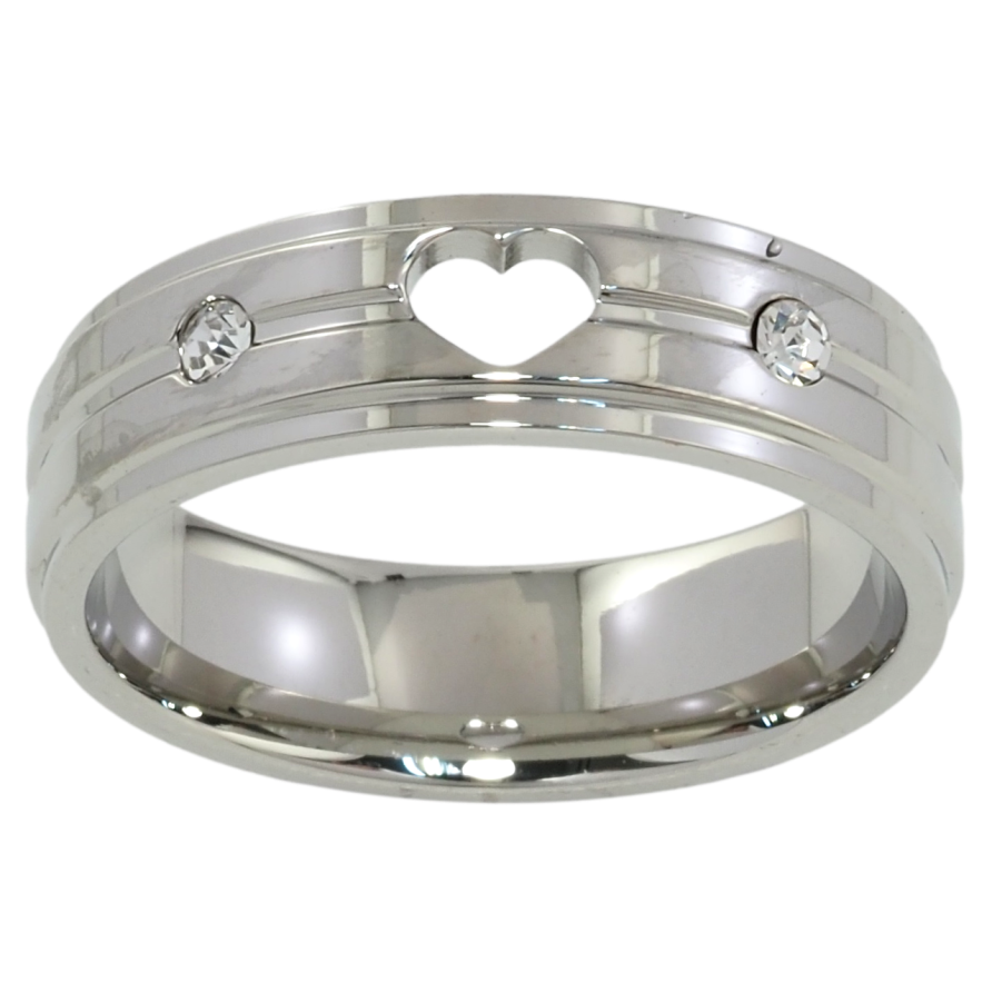 Каблучка Xuping TTM Stainless Steel Колір Родій Візерунок серце, шир. 6мм фото №1