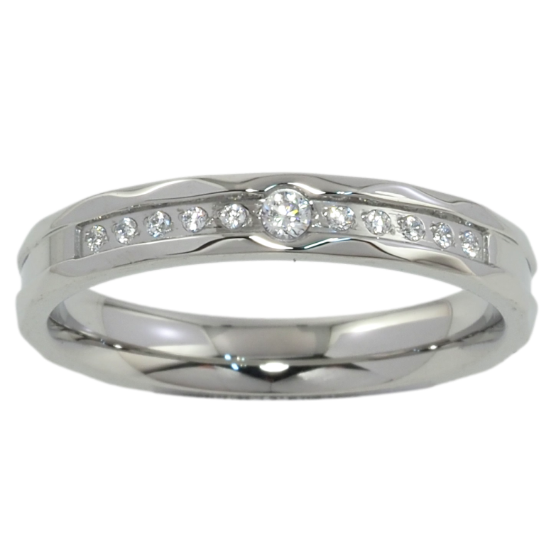 Каблучка Xuping TTM Stainless Steel Колір Родій Доріжка цирконію, шир. 3.5мм фото №2