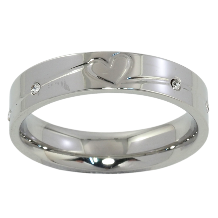 Каблучка Xuping TTM Stainless Steel Колір Родій Візерунок серце з цирконієм, шир. 5мм фото №16