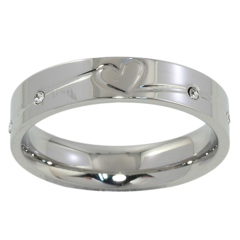 Каблучка Xuping TTM Stainless Steel Колір Родій Візерунок серце з цирконієм, шир. 5мм фото №10