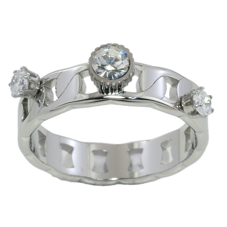 Кольцо Xuping TTM Stainless Steel Цвет Родий Узор цепочка с кристаллами, шир. 5мм фото №2