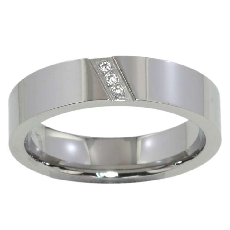 Кольцо Xuping TTM Stainless Steel Цвет Родий Узор цирконием, шир. 5мм фото №4