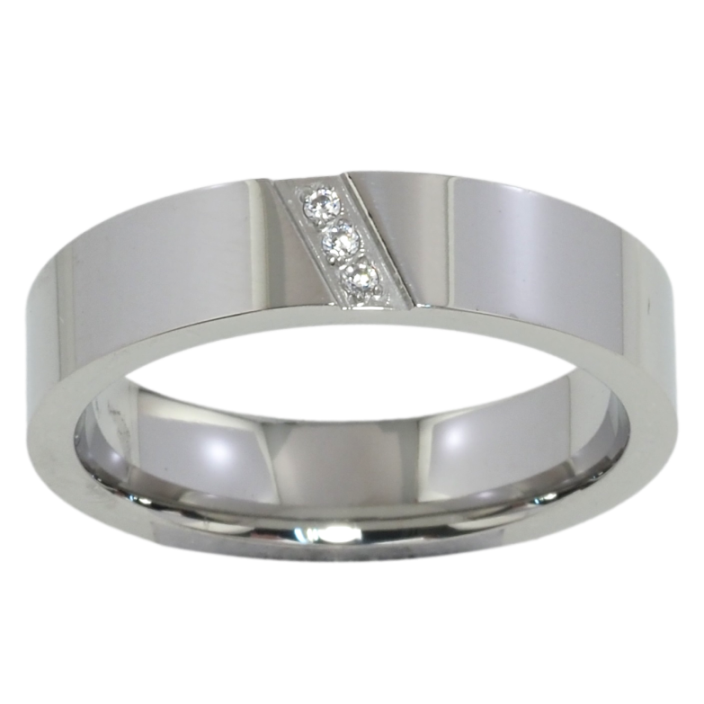 Каблучка Xuping TTM Stainless Steel Колір Родій Візерунок цирконієм, шир. 5мм фото №1