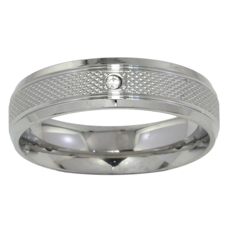 Кольцо Xuping TTM Stainless Steel Цвет Родий Узор с цирконием, шир. 5.5мм фото №8