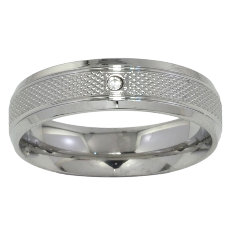 Кольцо Xuping TTM Stainless Steel Цвет Родий Узор с цирконием, шир. 5.5мм фото №1