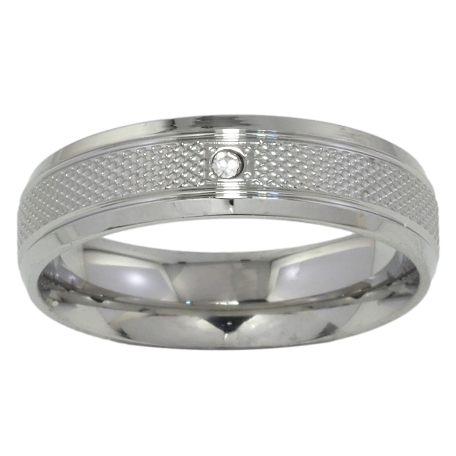 Кольцо Xuping TTM Stainless Steel Цвет Родий Узор с цирконием, шир. 5.5мм фото №1