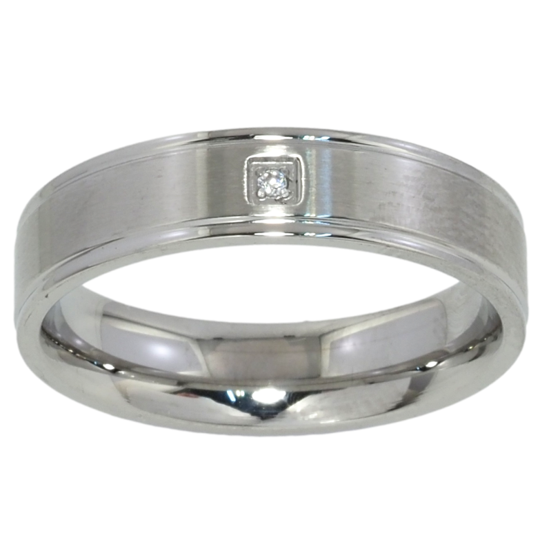 Каблучка Xuping TTM Stainless Steel Колір Родій Вставка цирконій, шир. 5мм фото №1