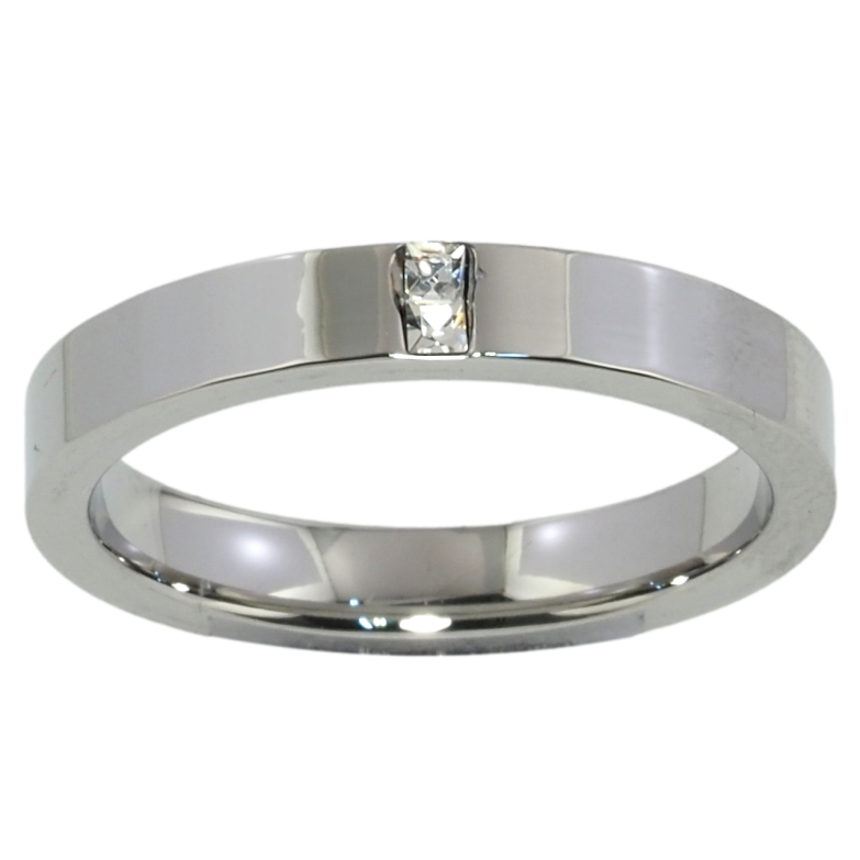 Каблучка Xuping TTM Stainless Steel Колір Родій Вставка цирконій, шир. 3.5мм фото №1