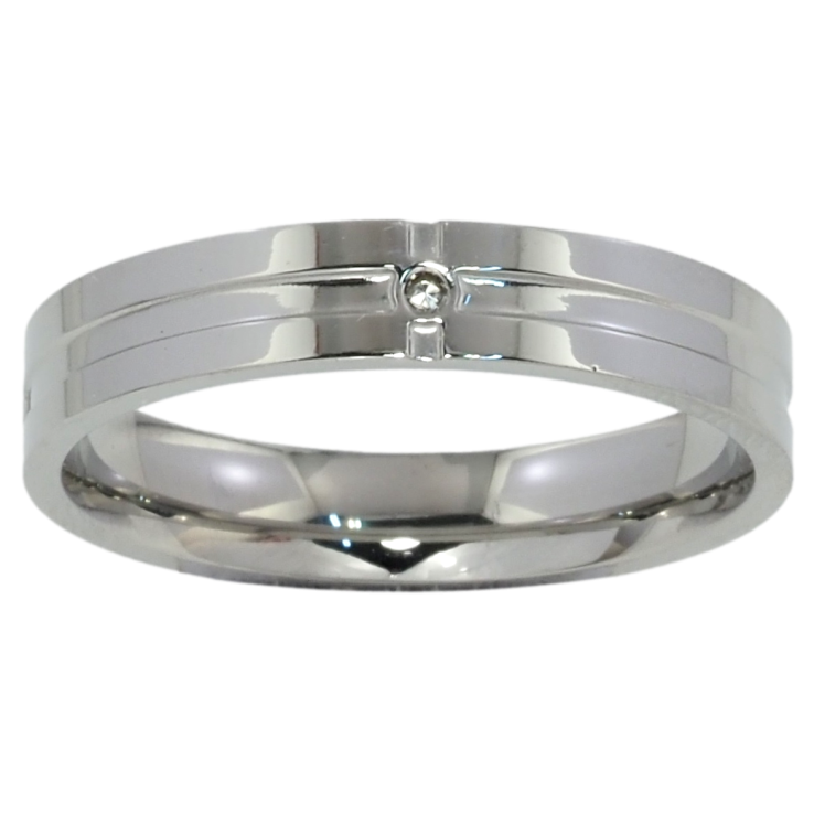 Кольцо Xuping TTM Stainless Steel Цвет Родий Вставка цирконий, шир. 4мм фото №25