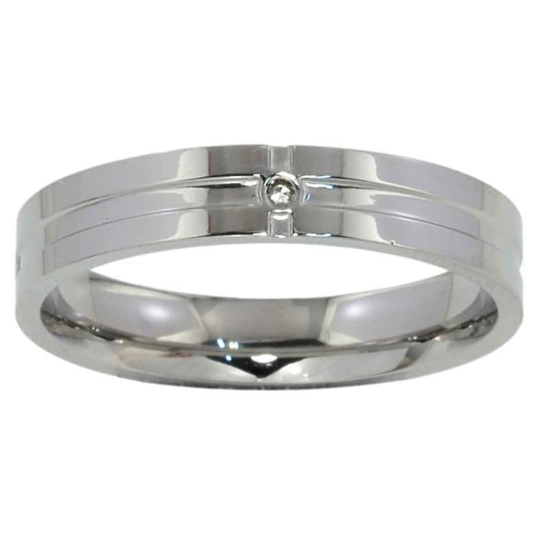 Каблучка Xuping TTM Stainless Steel Колір Родій Вставка цирконій, шир. 4мм фото №1