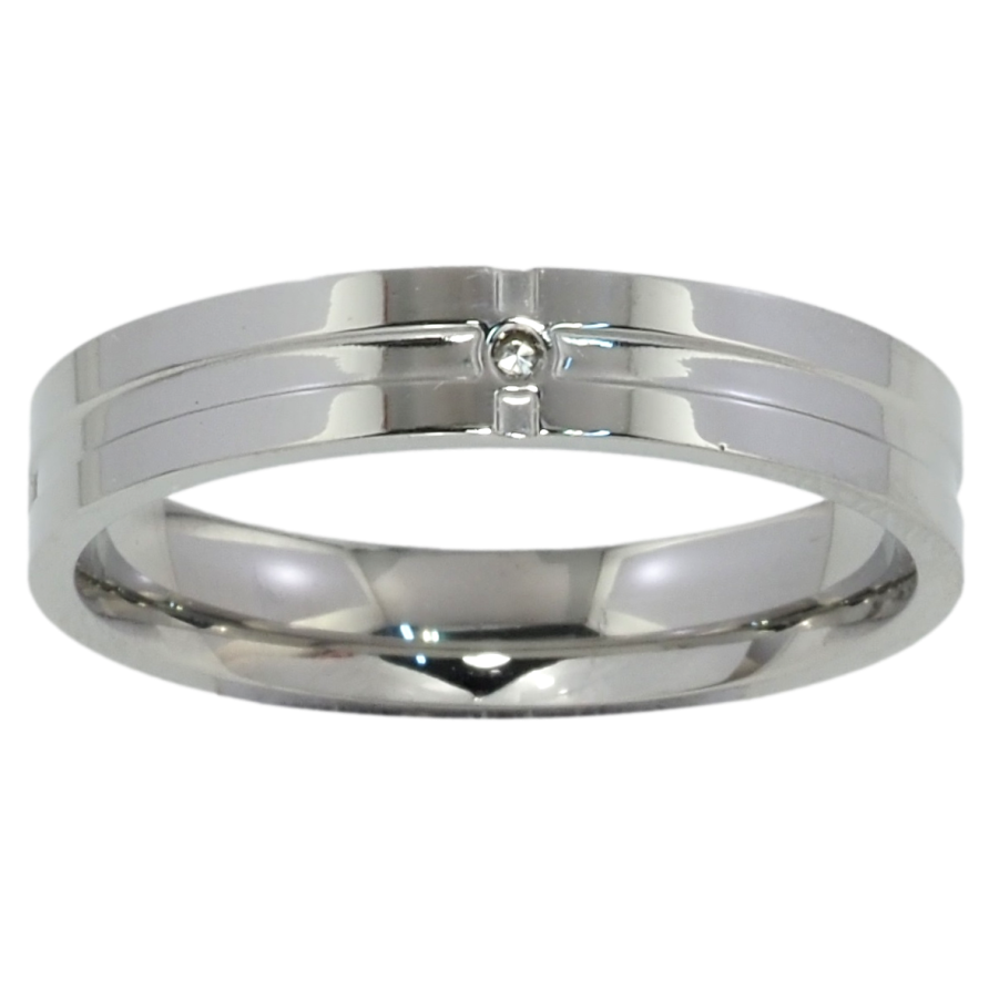 Кольцо Xuping TTM Stainless Steel Цвет Родий Вставка цирконий, шир. 4мм фото №1