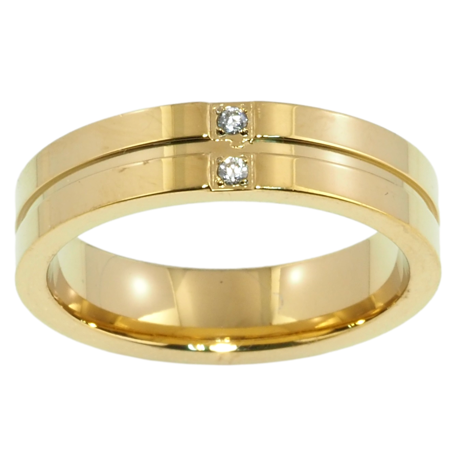 Кольцо Xuping TTM Stainless Steel Цвет 14К Вставка цирконий, шир. 5мм фото №1