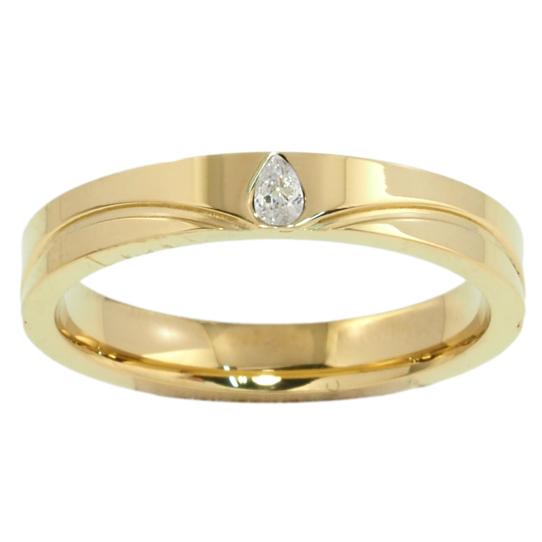 Каблучка Xuping TTM Stainless Steel Колір 14К Кришталева крапелька, шир. 3.5мм фото №1