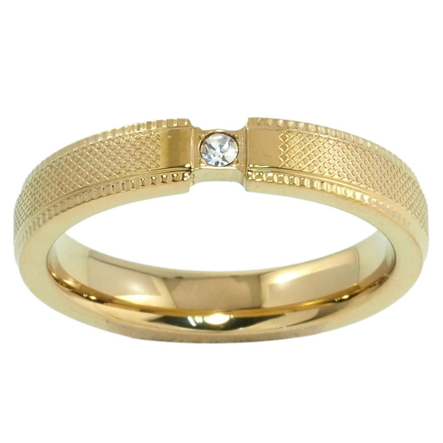 Кольцо Xuping TTM Stainless Steel Цвет 14К Вставка цирконий, шир. 4мм фото №1