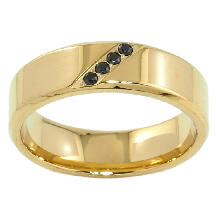 Каблучка Xuping TTM Stainless Steel Колір 14К Доріжка чорного цирконію, шир. 6мм фото №6