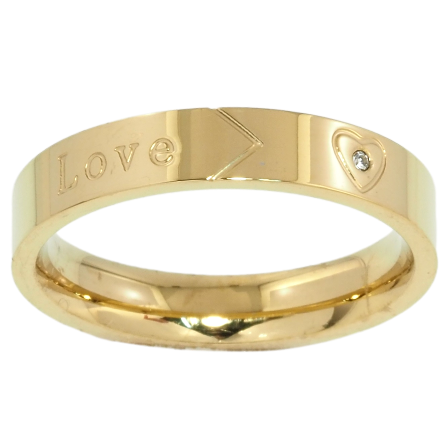 Каблучка Xuping TTM Stainless Steel Колір 14К Візерунок Love, шир. 4мм фото №1