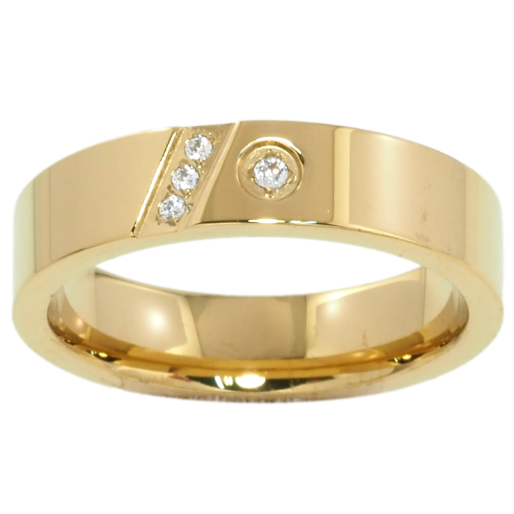 Кольцо Xuping TTM Stainless Steel Цвет 14К Узор с цирконием, шир. 5мм фото №7