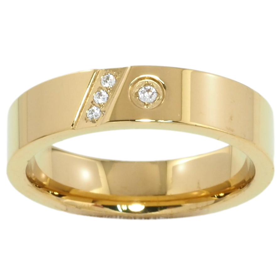 Кольцо Xuping TTM Stainless Steel Цвет 14К Узор с цирконием, шир. 5мм фото №1