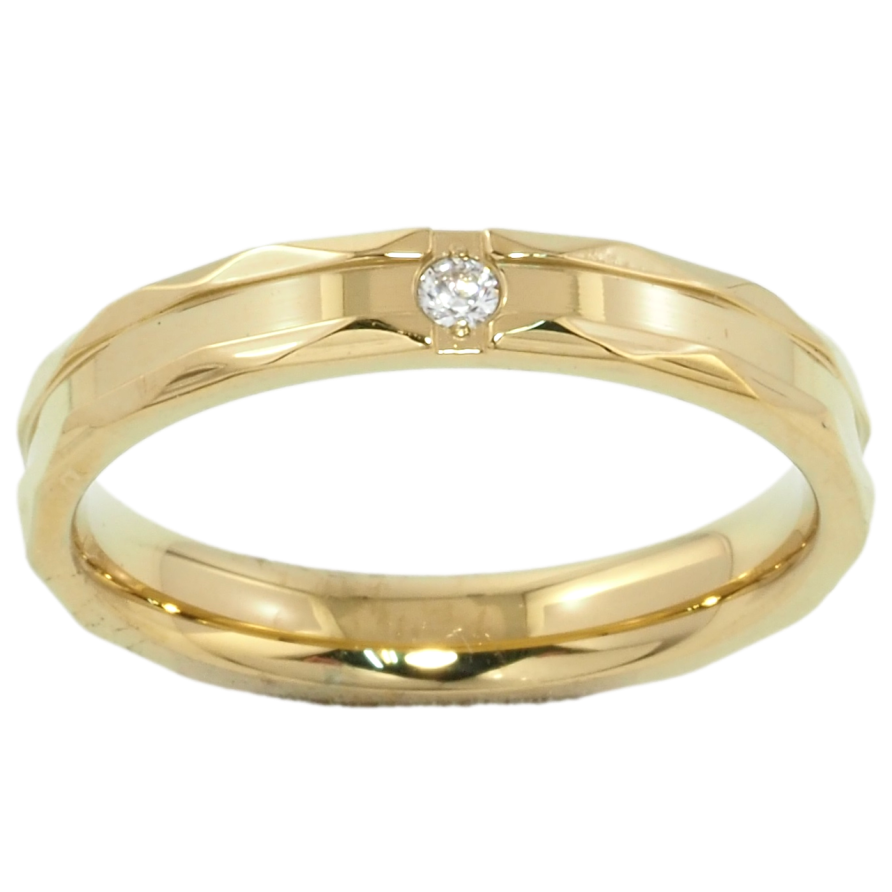 Кольцо Xuping TTM Stainless Steel Цвет 14К Узор с цирконием, шир. 3.5мм фото №1