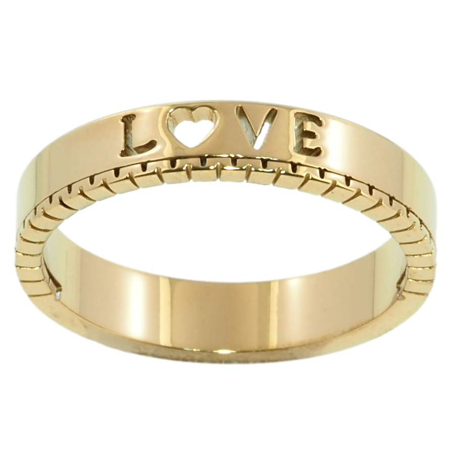 Кольцо Xuping TTM Stainless Steel Цвет 14К Узор Love, шир. 4мм фото №1