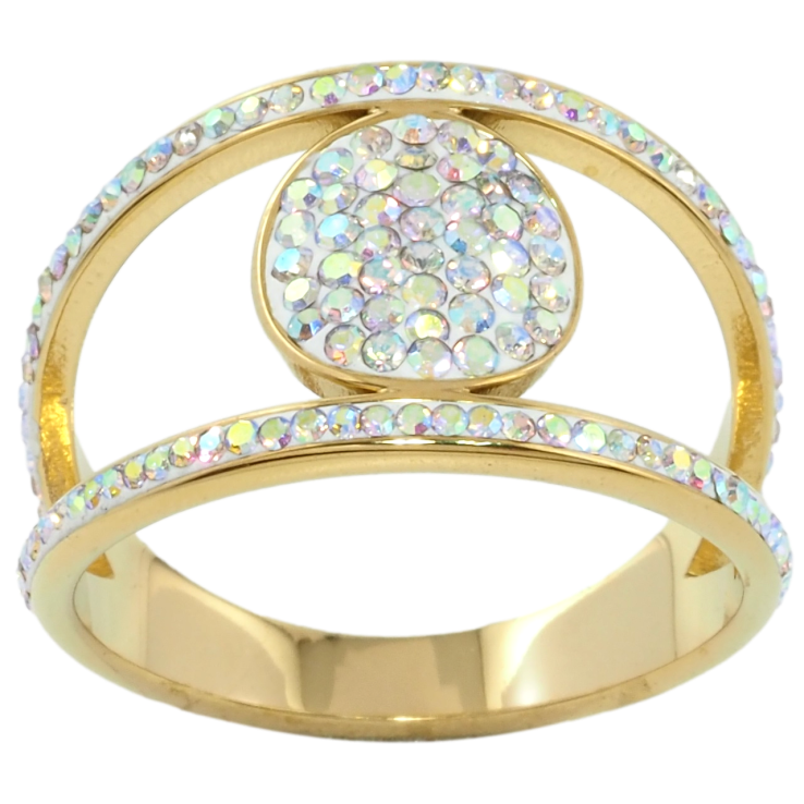 Каблучка Xuping TTM Stainless Steel Колір 14К Інкрустація райдужним цирконієм фото №5