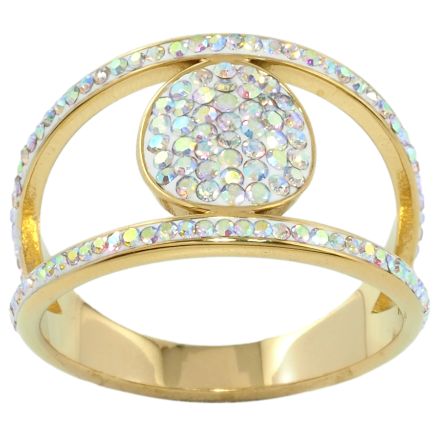 Каблучка Xuping TTM Stainless Steel Колір 14К Інкрустація райдужним цирконієм фото №1