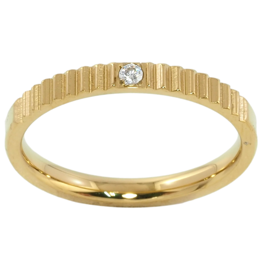 Кольцо Xuping TTM Stainless Steel Цвет 14К Узор с вставкой циркония, шир. 2.5мм фото №1