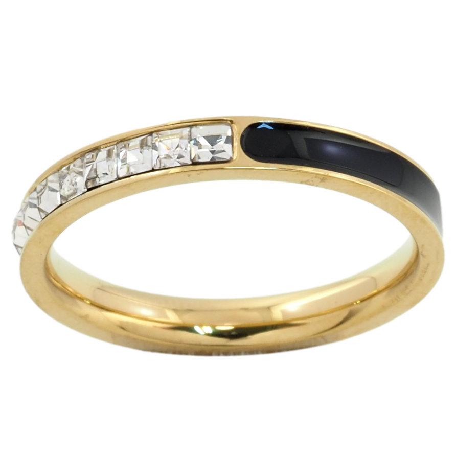 Каблучка Xuping TTM Stainless Steel Колір 14К Доріжка цирконію з емаллю, шир. 3мм фото №1