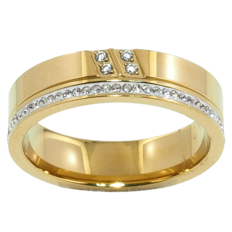 Кольцо Xuping TTM Stainless Steel Цвет 14К Дорожка циркония, шир. 5.5мм фото №1