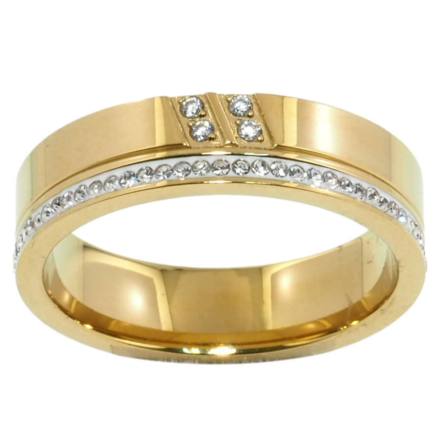 Кольцо Xuping TTM Stainless Steel Цвет 14К Дорожка циркония, шир. 5.5мм фото №1